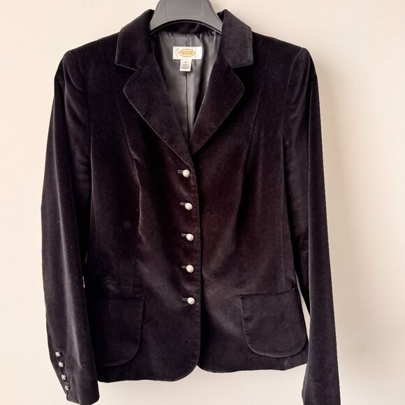 Talbots Vintage Cotton Silk Blazer Black - Picture 1 of 10